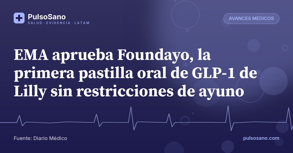 EMA aprueba Foundayo, la primera pastilla oral de GLP-1 de Lilly sin restricciones de ayuno