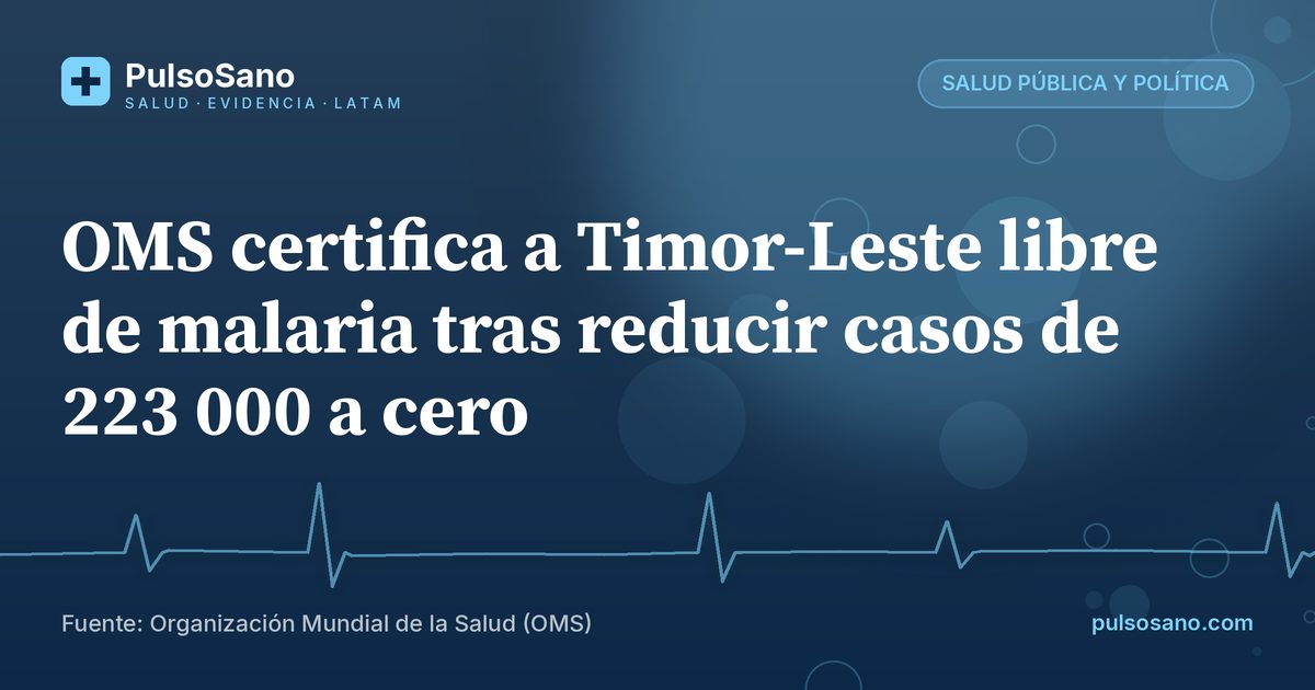 OMS certifica a Timor-Leste libre de malaria tras reducir casos de 223 000 a cero